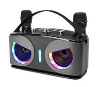 Drepint Machine de Karaoké avec 2 Microphones sans Fil, Hiboux Bluetooth Portable Karaoké Adulte, Micro sans Fil Karaoke avec Lumières Disco, Supporte TV/USB/AUX/TF/FM