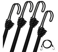 DRERIO Lot de 4 Tendeurs Elastiques avec Crochets - Sangles Idéales pour la Protection des Meubles, des Chariots, des tentes de Camping - 1M Long