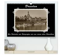 Dresden - Ein Kalender mit Fotografien wie aus einem alten Fotoalbum (hochwertiger Premium Wandkalender 2026 DIN A2 quer), Kunstdruck in Hochglanz: ... die Bilder sind mit Klebestreifen fixiert.