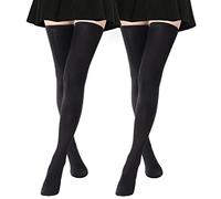 DRESHOW 2 Paires Femme Coton Extra Longues Chaussettes Hautes de Cuisse Montantes Chaussettes de Genoux para Sport Cosplay