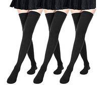 DRESHOW 3 Paires Femme Extra Longues Chaussettes Hautes de Cuisse Montantes Chaussettes de Genoux para Sport Cosplay