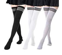 DRESHOW 3 Paires Femme Extra Longues Chaussettes Hautes de Cuisse Montantes Chaussettes de Genoux para Sport Cosplay