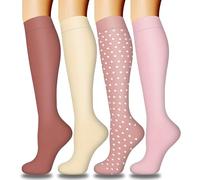 DRESHOW 4 Paires Chaussettes de Compression pour Femmes & Hommes Circulation pour Athlétisme,Course,Cyclisme,Voyage