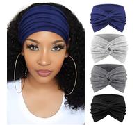 DRESHOW 4 Pièces Bandeau Cheveux Femme Boho Bandeaux Vintage Fleur Imprimé Hair Bandeau Cross Noué Élastique Bande de Cheveux Accessoire