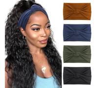 DRESHOW 4 Pièces Bandeau Cheveux Femme Boho Bandeaux Vintage Fleur Imprimé Hair Bandeau Cross Noué Élastique Bande de Cheveux Accessoire
