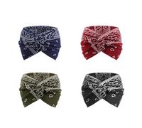 DRESHOW 4 Pièces Bandeau Cheveux Femme Boho Bandeaux Vintage Fleur Imprimé Hair Bandeau Cross Noué Élastique Bande de Cheveux Accessoire