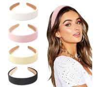 DRESHOW 4 Pièces Bandeaux pour Femmes et Filles Bandeaux Élastiques Mode Boho Large Barrettes à cheveux Non glissant Cheveux Accessoires