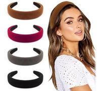 DRESHOW 4 Pièces Bandeaux pour Femmes et Filles Velours Doux Bandeau Mode Boho Large Barrettes à cheveux Non glissant Cheveux Accessoires