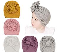 DRESHOW 5 Pièces Bébé Turban Bonnets de Naissance Chapeaux Nœuds Papillons Mignon Elastique Child Casquettes Bonnets Pour Bébé Fille Garçon