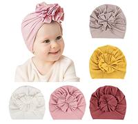 DRESHOW 5 Pièces Bébé Turban Bonnets de Naissance Chapeaux Nœuds Papillons Mignon Elastique Child Casquettes Bonnets Pour Bébé Fille Garçon
