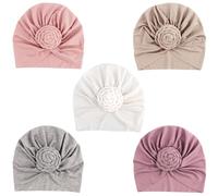 DRESHOW 5 Pièces Bébé Turban Bonnets de Naissance Chapeaux Nœuds Papillons Mignon Elastique Child Casquettes Bonnets Pour Bébé Fille Garçon