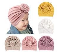 DRESHOW 5 Pièces Bébé Turban Bonnets de Naissance Chapeaux Nœuds Papillons Mignon Elastique Child Casquettes Bonnets Pour Bébé Fille Garçon