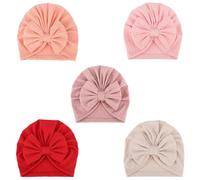 DRESHOW 5 Pièces Bébé Turban Bonnets de Naissance Chapeaux Nœuds Papillons Mignon Elastique Child Casquettes Bonnets Pour Bébé Fille Garçon