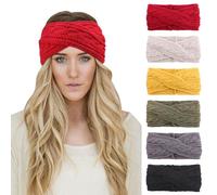 DRESHOW 6 Pièces Bandeau Cheveux pour Femme Bandeaux Hiver Serre-Tête Tricoté Oreille Réchauffeur Chaud Noué Bande Elastique Cheveux