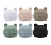 DRESHOW Bébé Bonnet Nouveau-né Bambin Doux Mignon Tricoté Chapeau pour Bébés Garçons Enfant Casquette Bonnets, 0-6 mois, 6 Pack Bear Ears: Set-7UK