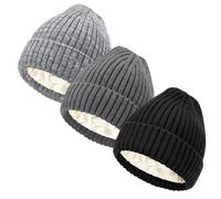 DRESHOW Bonnet d'hiver pour Femmes Hommes Bonnet Doublé Satin Doux et Chaud Beanie Hiver avec Doublure Soyeuse Tricoté Chapeau Unisexe