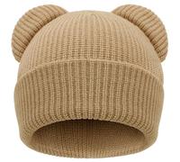 DRESHOW Bonnet pour Bébé Bonnet Hiver Bébé Unisexe en Tricot Doux avec Oreilles d'ours Mignonnes pour Garçon Fille Beanies Chaud pour 0-6 Mois