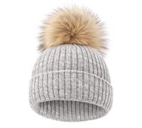 DRESHOW Bonnet pour Bébé Bonnet Hiver Enfant Chapeau Unisexe en Tricot Doux pour Garçons et Filles avec Pompon Mignon Beanies Chaud pour Les Enfants de 3-24 Mois