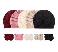DRESHOW Bonnets de Naissance et Moufles de Protection Coton - 5 Pcs Bonnets Coordonnés et 5 Paires Mitaines Scratch de Protection Child Bébé Fille Garçon