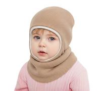 DRESHOW Cagoule Bébé Fille Garçon Bonnet Echarpe Hiver Chaud Cache Oreilles Chapeaux en Tricoté Capuche Doux Doublé Polaire pour Tout-Petit Childs Filles Garçon 1-6 Ans