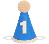 DRESHOW Chapeau Anniversaire Bebe 1 an Chapeau Pointu Anniversaire 1 an avec Pompons Accessoires Photo pour Cake Smash Décoration pour la Tête pour Filles et Garçons