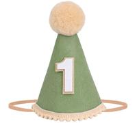 DRESHOW Chapeau Anniversaire Bebe 1 an Chapeau Pointu Anniversaire 1 an avec Pompons Accessoires Photo pour Cake Smash Décoration pour la Tête pour Filles et Garçons