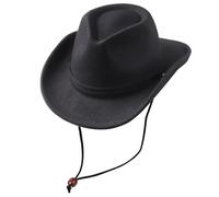 DRESHOW Chapeau Cowboy Fille Garçons Chapeau Panama Rétro Fedora Classique en Feutre avec Boucle de Ceinture Casquettes avec Cordon de Serrage Unisexes Enroulées pour Enfants 3-8 Ans