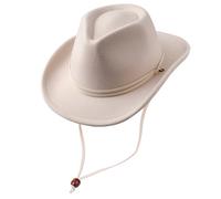 DRESHOW Chapeau Cowboy Fille Garçons Chapeau Panama Rétro Fedora Classique en Feutre avec Boucle de Ceinture Casquettes avec Cordon de Serrage Unisexes Enroulées pour Enfants 4-12 Ans
