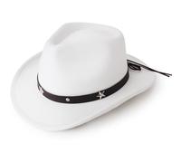 DRESHOW Chapeau Cowboy Fille Garçons Chapeau Panama Rétro Fedora Classique en Feutre avec Boucle de Ceinture Casquettes Unisexes Enroulées pour Enfants 4-12 Ans
