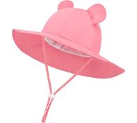 DRESHOW Chapeau de Soleil Bébé Unisexe en Pliable Protection Anti-UV Solaire Plage Chapeaux de Soleil Enfant Bonnet d'été avec Oreilles d'ours Bébé Fille UPF 50+