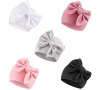 DRESHOW Chapeaux pour Bébé Nouveau-né Chapeau d'hôpital Bonnet Chapeaux pour Bébé, Taille Unique, 5 Pack Bow Hats Set22-8UK