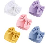 DRESHOW Chapeaux pour Bébé Nouveau-né Chapeau d'hôpital Bonnet Chapeaux pour Bébé, Taille Unique, 5 Pack Bow Hats Set22-8UK
