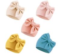 DRESHOW Chapeaux pour Bébé Nouveau-né Chapeau d'hôpital Bonnet Chapeaux pour Bébé, Taille Unique, 5 Pack Bow Hats Set22-8UK