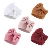 DRESHOW Chapeaux pour Bébé Nouveau-né Chapeau d'hôpital Bonnet Chapeaux pour Bébé, Taille Unique, 5 Pack Bow Hats Set22-8UK