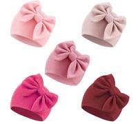 DRESHOW Chapeaux pour Bébé Nouveau-né Chapeau d'hôpital Bonnet Chapeaux pour Bébé, Taille Unique, 5 Pack Bow Hats Set22-8UK