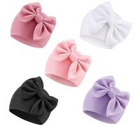 DRESHOW Chapeaux pour Bébé Nouveau-né Chapeau d'hôpital Bonnet Chapeaux pour Bébé, Taille Unique, 5 Pack Bow Hats Set22-8UK