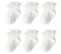 DRESHOW Chaussettes à nœud en Dentelle pour Bébé Chaussettes à Froufrous Antidérapantes Dentelles Froufroutante pour Nouveau-nés et Jeunes Filles