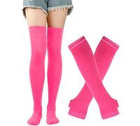 DRESHOW Chaussettes Hautes Montantes Chaussettes de Genoux Longues Cuisse Chaussettes Montantes Gants Sans Doigts pour Filles et Femmes
