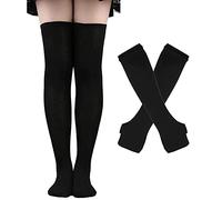 DRESHOW Chaussettes Hautes Montantes Chaussettes de Genoux Longues Cuisse Chaussettes Montantes Gants Sans Doigts pour Filles et Femmes