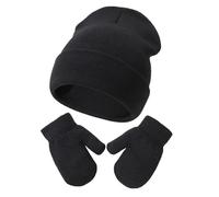 DRESHOW Ensemble Bonnet Beanie et Moufles D'hiver Set pour Bébés et Enfants Ensemble Chapeau et Gants Tricotés Chauds pour 2 Ans - 5 Ans Filles et Garçons