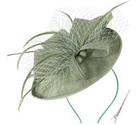 DRESHOW Fascinateur en Plumes à Flèche Unique Bandeau et Pince Fourchue Coiffure de Mariage Fascinateur de Derby Coiffure de Pilier pour Filles et Femmes