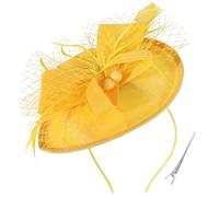 DRESHOW Fascinateur en Plumes à Flèche Unique Bandeau et Pince Fourchue Coiffure de Mariage Fascinateur de Derby Coiffure de Pilier pour Filles et Femmes