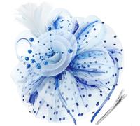 DRESHOW Fascinator Chapeau Plume Mariage Dames Day Bandeau et Clip Cocktail Tea Party Chapeau pour Fille et Femmes