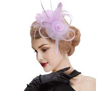 DRESHOW Fascinators Chapeau Femmes Plumage Bandeau Fascinator Fleur Maille Dentelle Clip pour Mariage, Cocktail, Tea Party taille unique