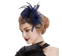 DRESHOW Fascinators Chapeau Femmes Plumage Bandeau Fascinator Fleur Maille Dentelle Clip pour Mariage, Cocktail, Tea Party