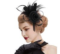 DRESHOW Fascinators Chapeau Femmes Plumage Bandeau Fascinator Fleur Maille Dentelle Clip pour Mariage, Cocktail, Tea Party