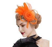 DRESHOW Fascinators Chapeau Femmes Plumage Bandeau Fascinator Fleur Maille Dentelle Clip pour Mariage, Cocktail, Tea Party taille unique