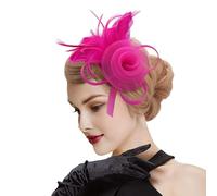 DRESHOW Fascinators Chapeau Femmes Plumage Bandeau Fascinator Fleur Maille Dentelle Clip pour Mariage, Cocktail, Tea Party