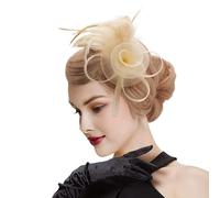 DRESHOW Fascinators Chapeau Femmes Plumage Bandeau Fascinator Fleur Maille Dentelle Clip pour Mariage, Cocktail, Tea Party