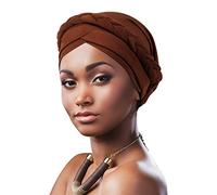 DRESHOW Femmes Africaine Turban pré-noués Tresse Torsadée Bonnet Chimio Casquette de Perte de Cheveux Chapeau, Taille unique, 1 pc twisted braid: Brown